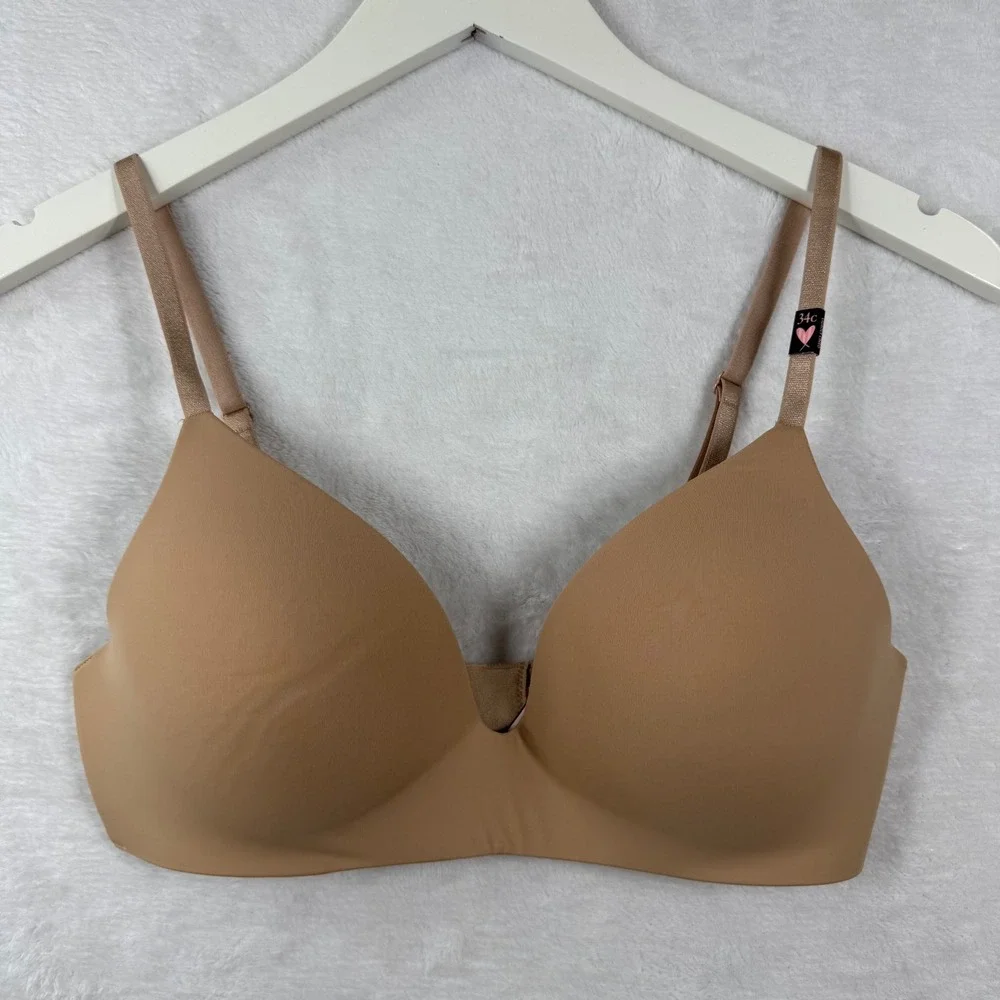 Victorias Secret T-Shirt Lightly Lined Wireless Bra 34C Tan Nude 365828-DJ5‎